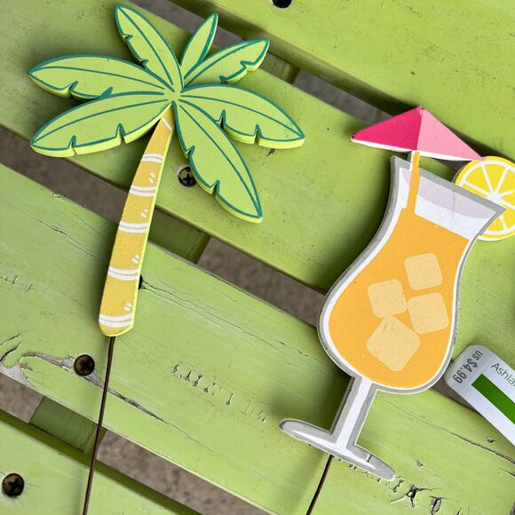 NWT Ashland Set of 4 Summer Themed Pineapple, Tropical Drink Floral Picks - Picture 3 of 10